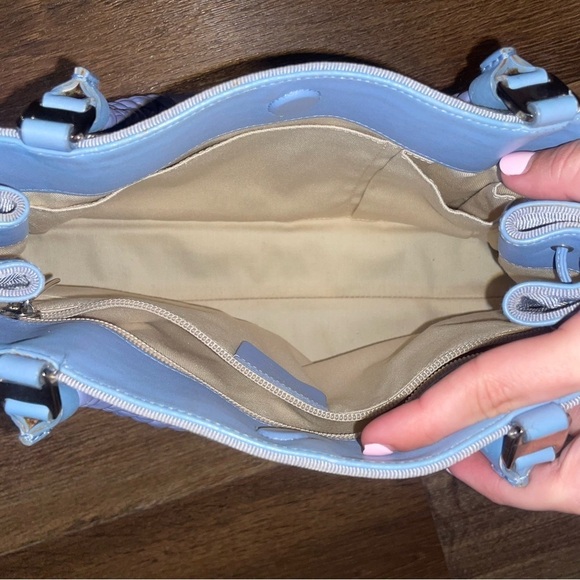 Salvatore Ferragamo Light Blue Vara Tiered Grosgrain Braided Handbag - Picture 6 of 7